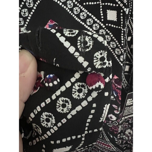 Express Womens Sz S Paisley Long Slv Career Workwear Dress Keyhole Neckline NEW - Picture 8 of 12